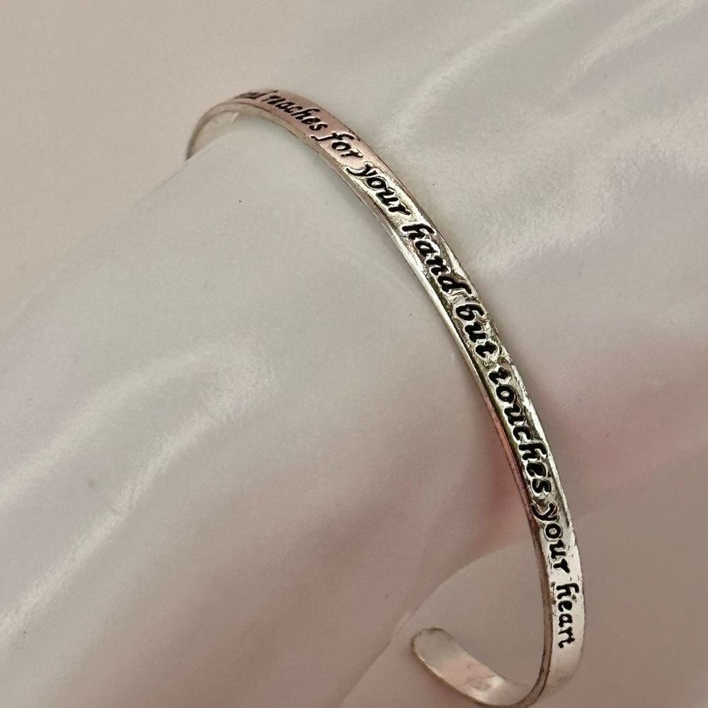 Silver tone inspirational bangle bracelet